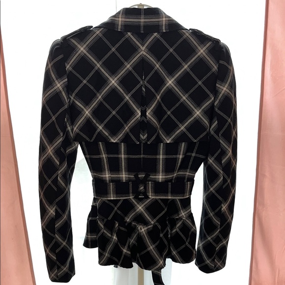 Nine West Black and White Plaid Peplum Jacket - Size 8 - Picture 3 of 7